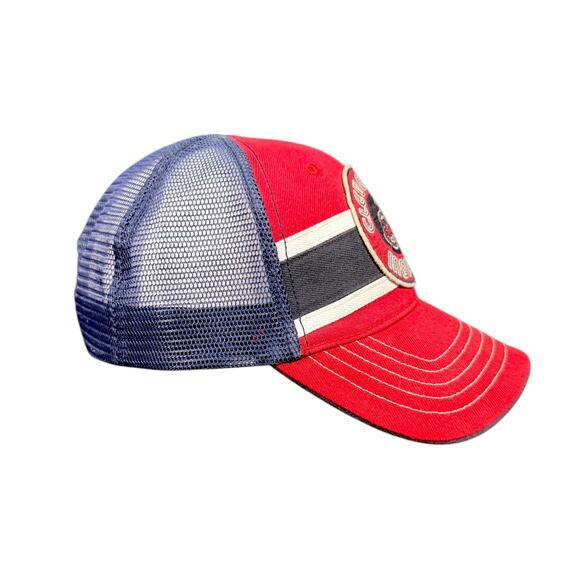 Cleveland Indians '47 Twins 1947 Striped Logo Red & Blue Mesh Trucker Hat - OSFA - Picture 4 of 7